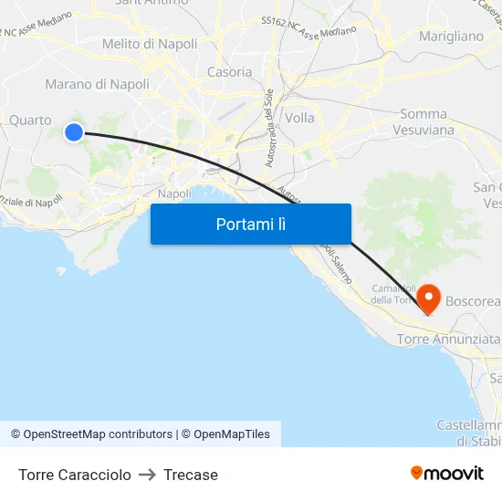 Torre Caracciolo to Trecase map