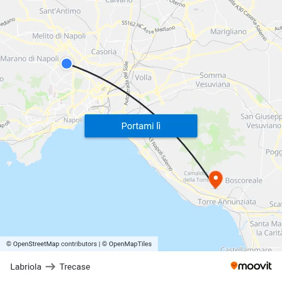 Labriola to Trecase map