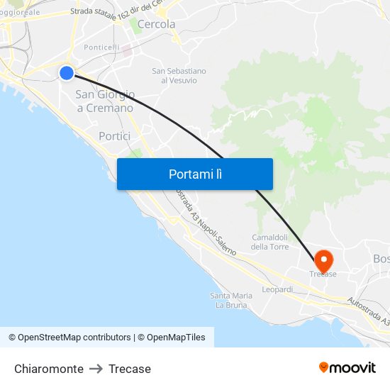 Chiaromonte to Trecase map