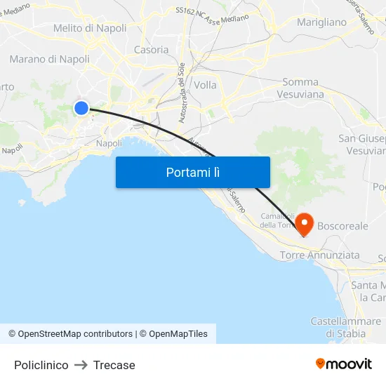 Policlinico to Trecase map
