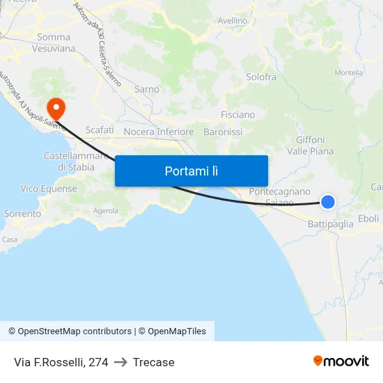 Via F.Rosselli, 274 to Trecase map