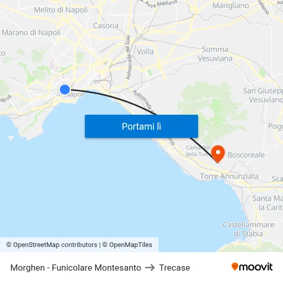 Morghen - Funicolare Montesanto to Trecase map