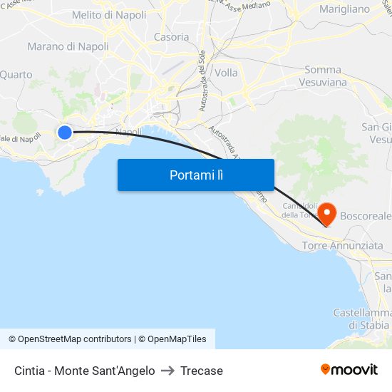 Cintia - Monte Sant'Angelo to Trecase map