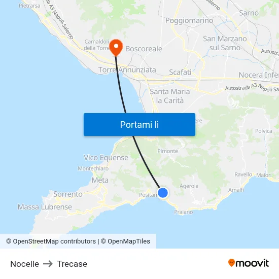 Nocelle to Trecase map