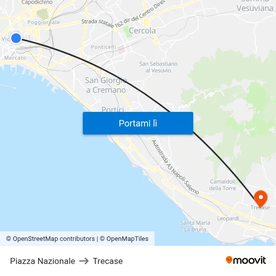 Piazza Nazionale to Trecase map