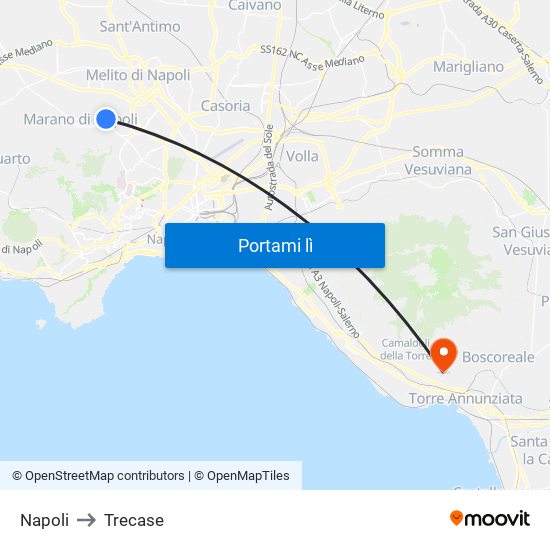 Napoli to Trecase map