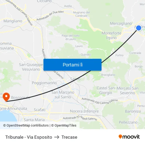 Tribunale - Via Esposito to Trecase map