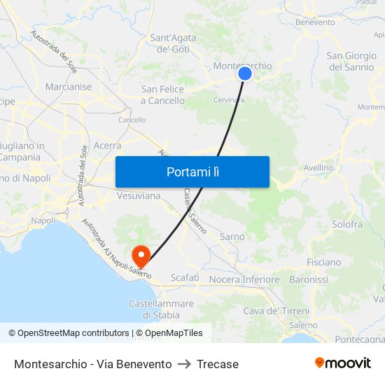 Montesarchio - Via Benevento to Trecase map