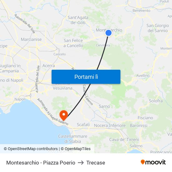 Montesarchio - Piazza Poerio to Trecase map