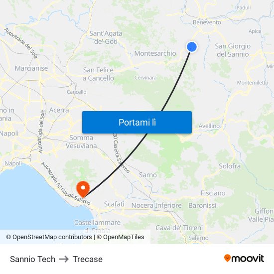 Sannio Tech to Trecase map