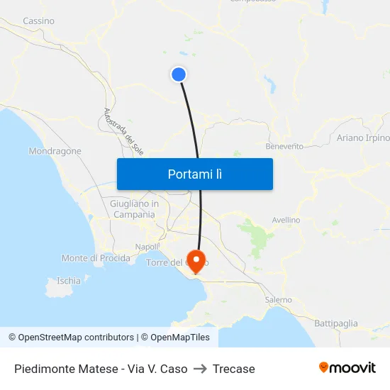 Piedimonte Matese - Via V. Caso to Trecase map