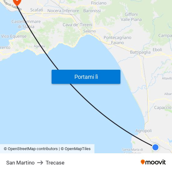 San Martino to Trecase map