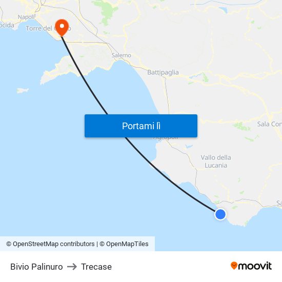 Bivio Palinuro to Trecase map