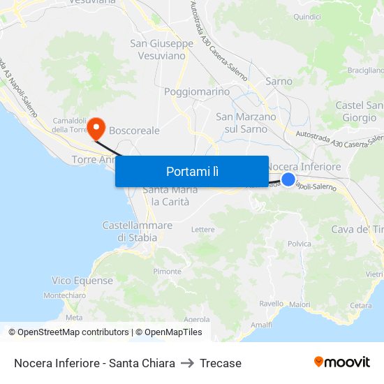 Nocera Inferiore - Santa Chiara to Trecase map