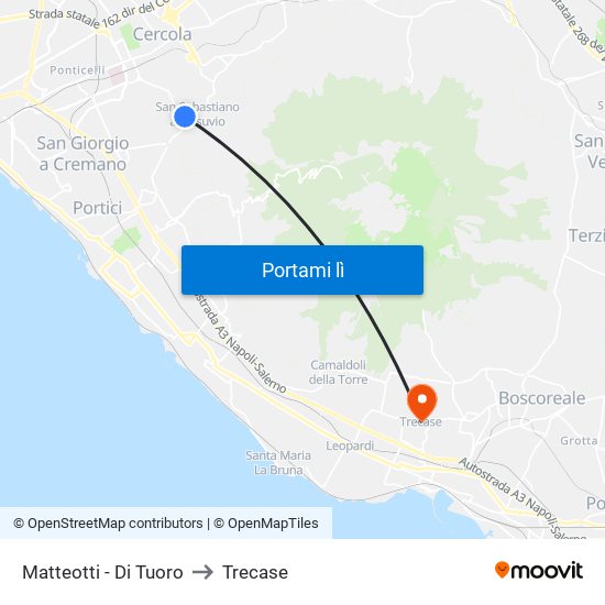 Matteotti - Di Tuoro to Trecase map