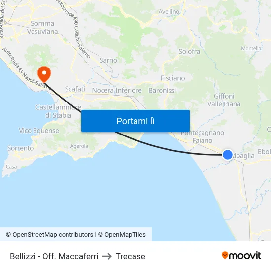 Bellizzi - Off. Maccaferri to Trecase map
