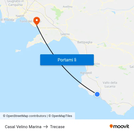 Casal Velino Marina to Trecase map