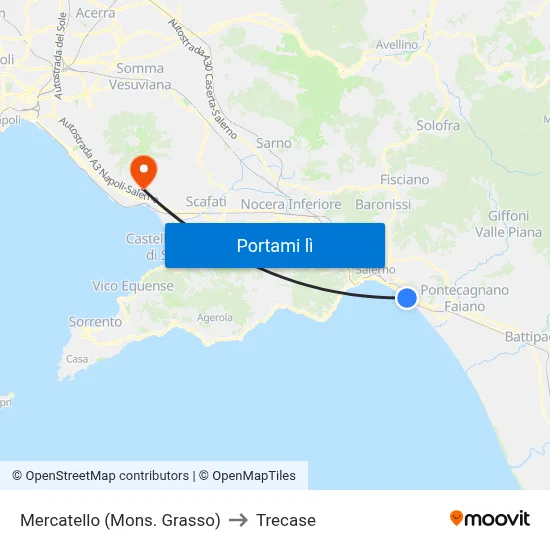 Mercatello (Mons. Grasso) to Trecase map