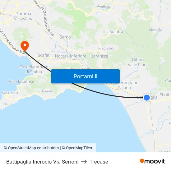 Battipaglia-Incrocio Via Serroni to Trecase map