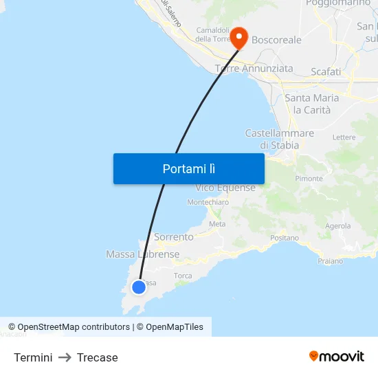 Termini to Trecase map