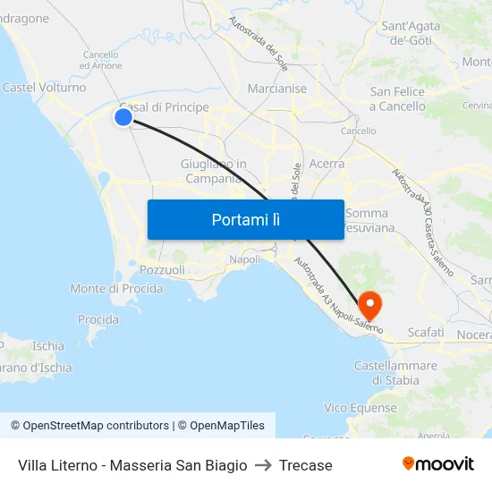 Villa Literno - Masseria San Biagio to Trecase map