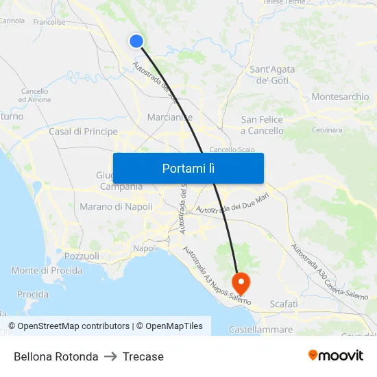 Bellona Rotonda to Trecase map