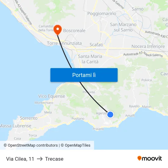 Via Cilea, 11 to Trecase map