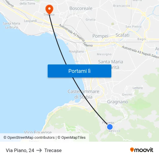 Via Piano, 24 to Trecase map