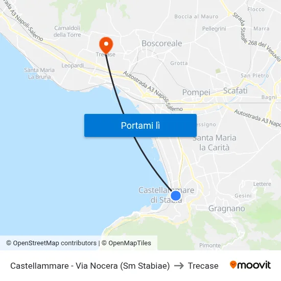 Castellammare - Via Nocera (Sm Stabiae) to Trecase map