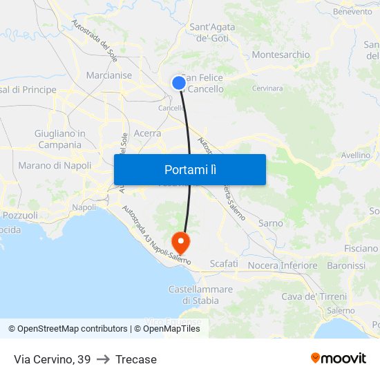 Via Cervino, 39 to Trecase map