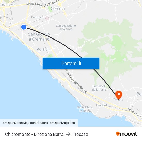 Chiaromonte - Direzione Barra to Trecase map