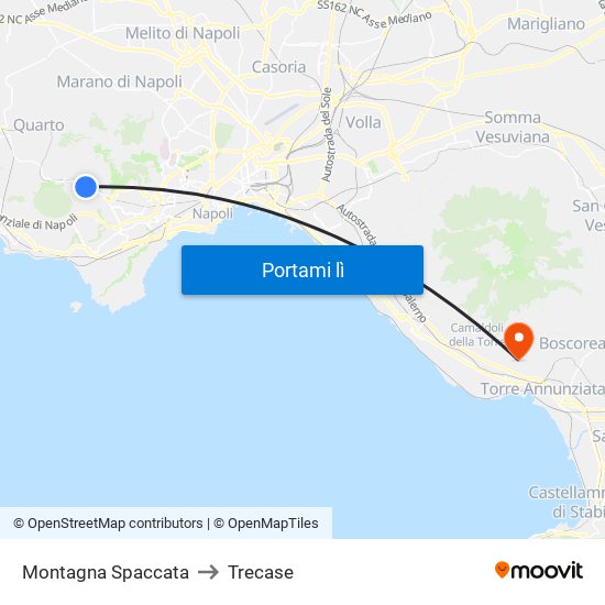 Montagna Spaccata to Trecase map