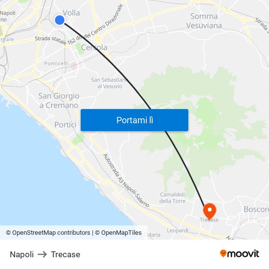 Napoli to Trecase map