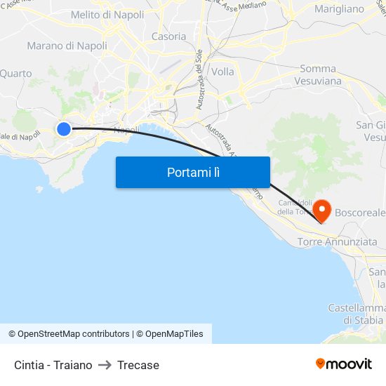 Cintia - Traiano to Trecase map