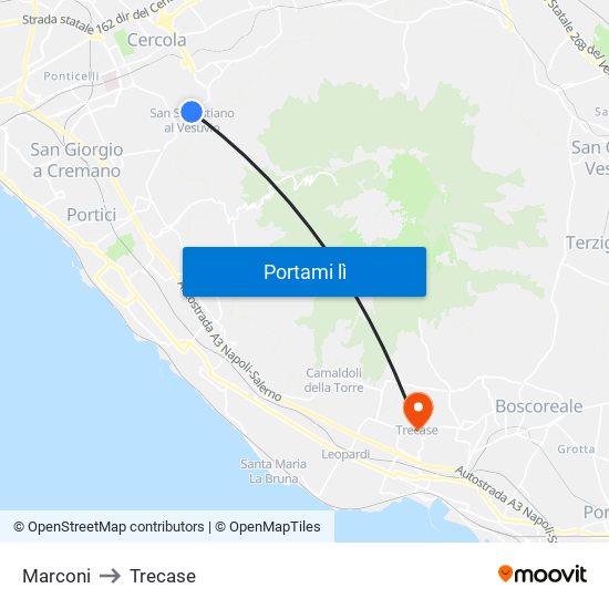 Marconi to Trecase map