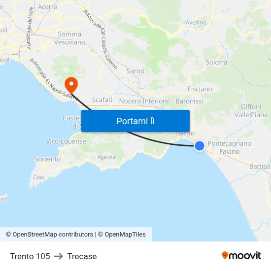 Trento 105 to Trecase map