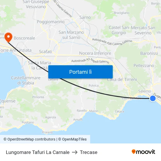 Lungomare Tafuri La Carnale to Trecase map