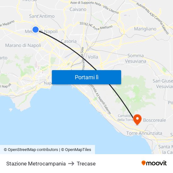 Stazione Metrocampania to Trecase map