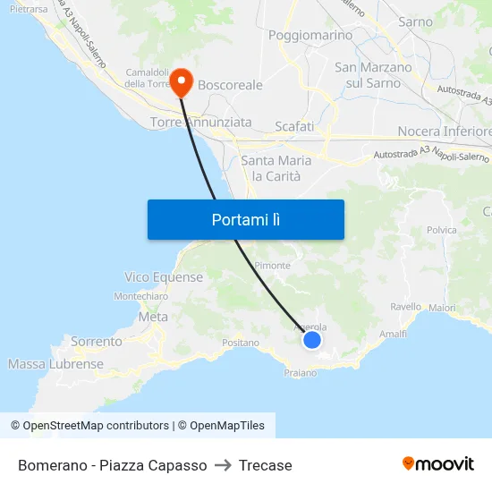 Bomerano - Piazza Capasso to Trecase map