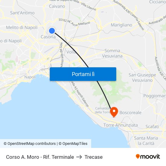 Corso A. Moro - Rif. Terminale to Trecase map