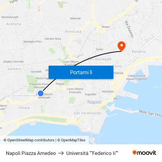 Napoli Piazza Amedeo to Università ""Federico Ii"" map