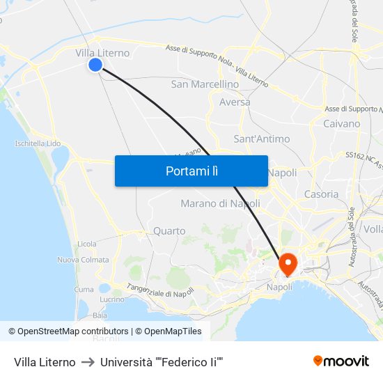 Villa Literno to Università ""Federico Ii"" map
