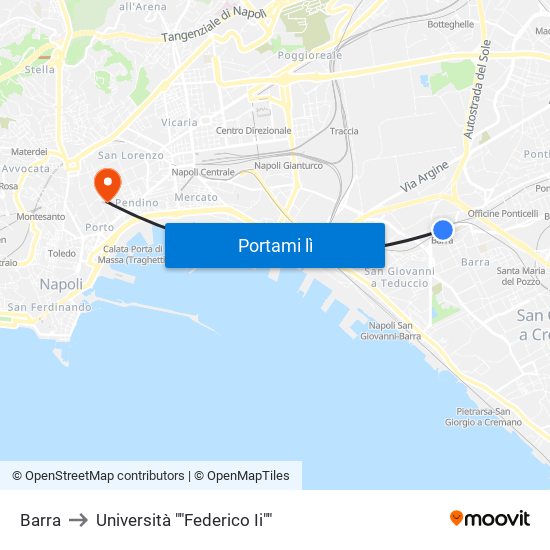 Barra to Università ""Federico Ii"" map