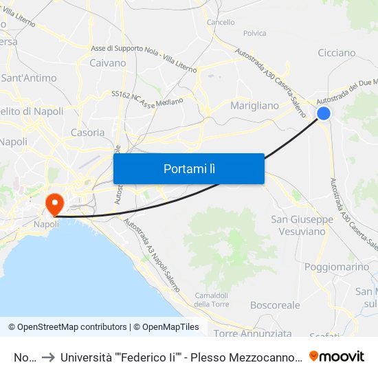 Nola to Università ""Federico Ii"" - Plesso Mezzocannone 4 map