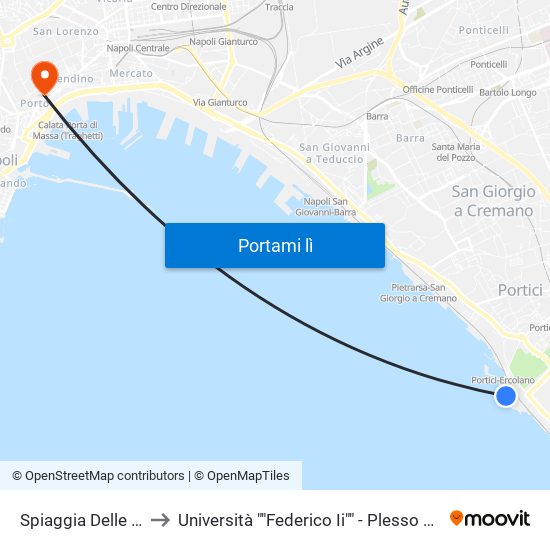 Spiaggia Delle Mortelle to Università ""Federico Ii"" - Plesso Mezzocannone 4 map