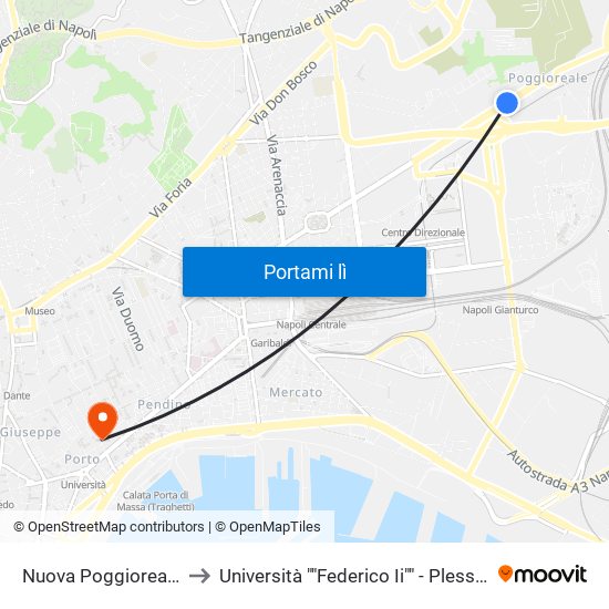 Nuova Poggioreale - Biscardi to Università ""Federico Ii"" - Plesso Mezzocannone 4 map