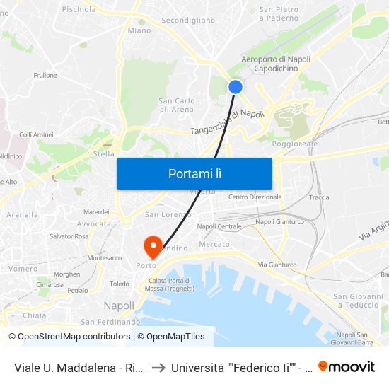 Viale U. Maddalena - Rif. Caserma Aeronautica to Università ""Federico Ii"" - Plesso Mezzocannone 4 map