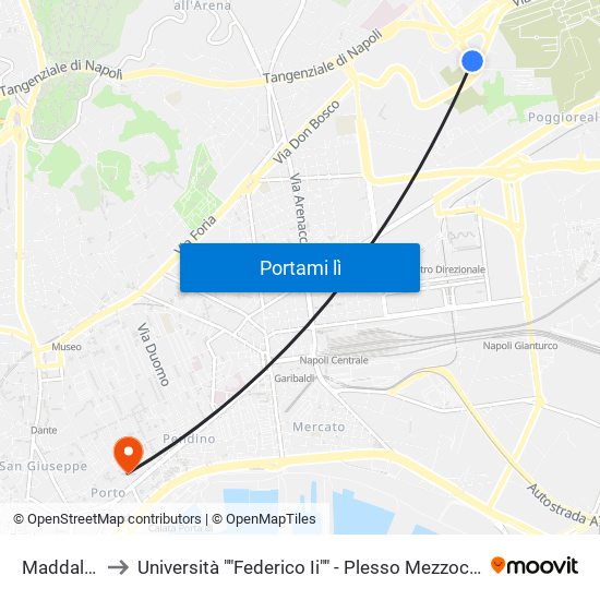 Maddalena to Università ""Federico Ii"" - Plesso Mezzocannone 4 map