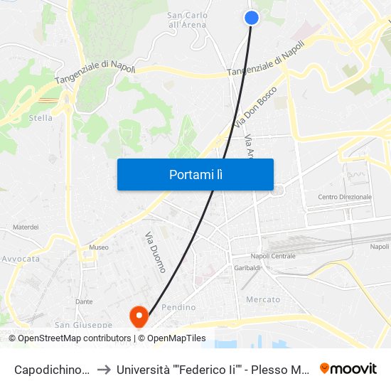 Capodichino - Cervi to Università ""Federico Ii"" - Plesso Mezzocannone 4 map