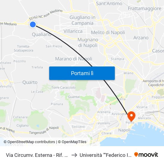 Via Circumv. Esterna - Rif. Di Fronte Civico N° 94 Eurostucchi to Università ""Federico Ii"" - Plesso Mezzocannone 4 map